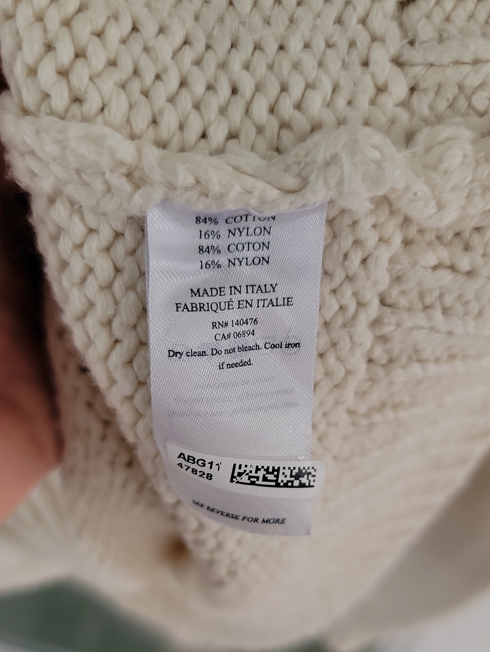 Faherty Cream V-Neck Button Cardigan Sweater Sz XL Boxy Fit Cotton Blend - Picture 11 of 12